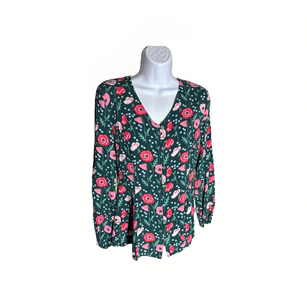 Matilda Jane YESTERYEAR Tunic Women's Green Floral Top women’s Long Sleeve Small